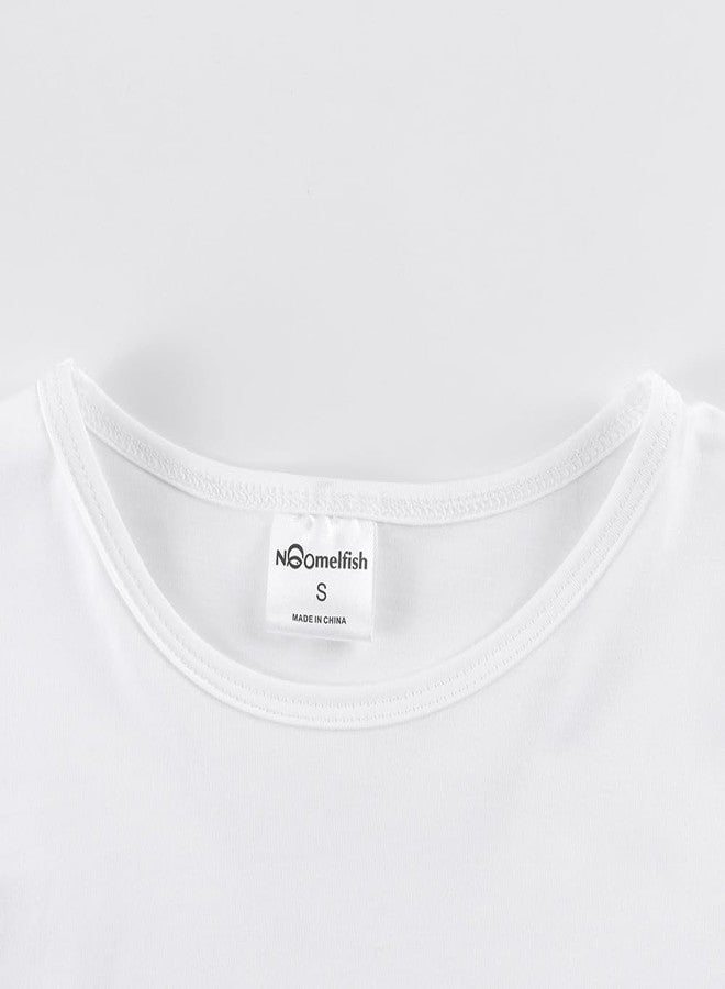Noomelfish Girls Long Sleeve Crop Tops Kids Cute Dance Cropped T-Shirts, White, Size 9-10 Years - Image 3